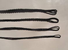 A FOUR STRAND ROUND BRAIDED BLACK DACRON LOOP LEASHES
