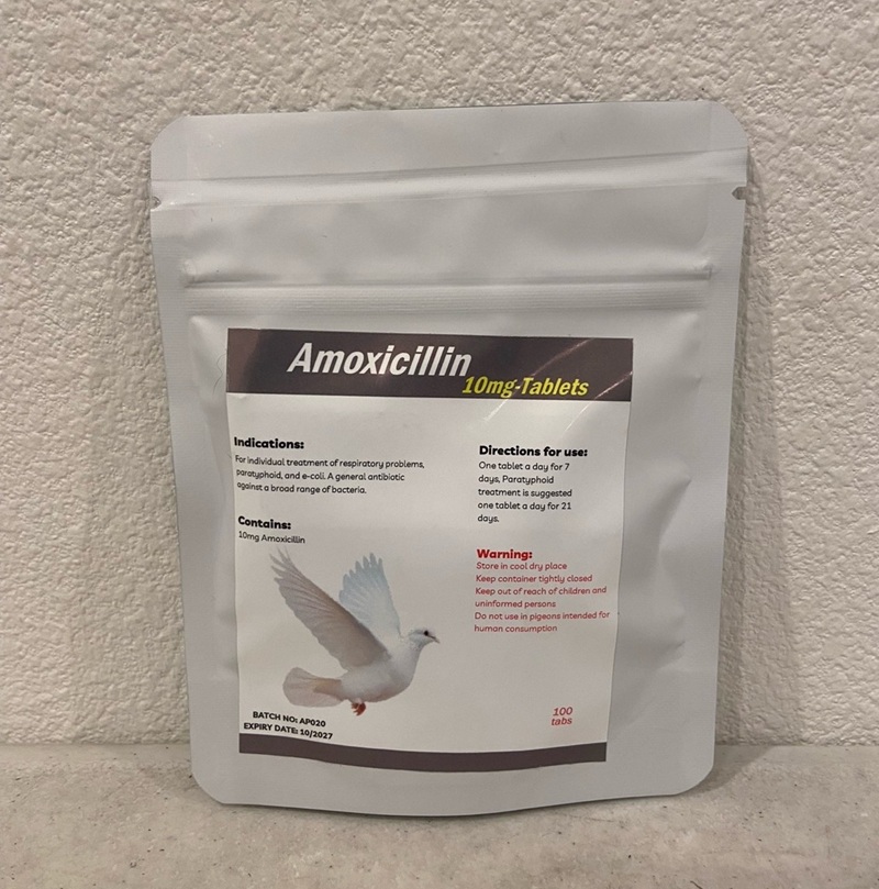 AMOXICILLIN 10mg tablets Use as an aid in the treatment and prevention of Paratyphoid, E-Coli and Respiratory infections.