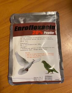 Enrofloxacin Powder 20% (100 gr) For the treatment of bacterial infections of the respiratory system, Mycoplasma, Salmonella, and E-Coli